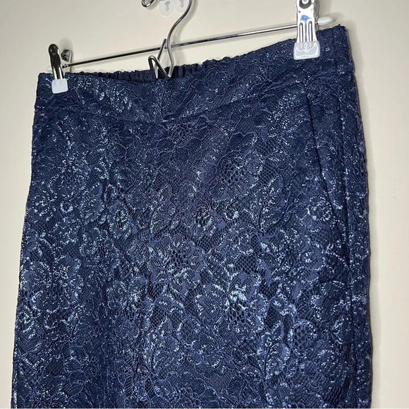 NWT J. CREW Navy Blue Metallic Floral Party Holiday Lace Overlay 2 Piece Set - Picture 4 of 16